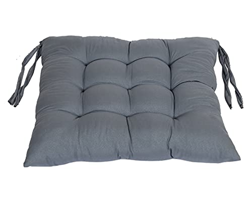 Kuber Industries Microfiber Square Chair Pad Seat Cushion for Car Pad, Office Chair, Indoor/Outdoor, Dining Living Room, Kitchen with Ties, Pack of 2 (Grey)|B092DQC6B2