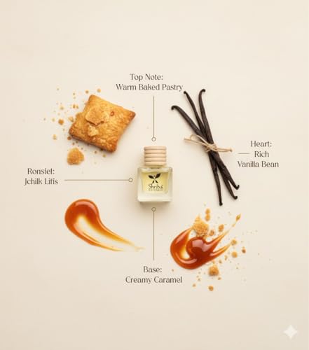 Baked Noa Vanilla Hanging Car Air Freshener, 10ml Long-Lasting Natural Vanilla Car Perfume, Essential Oil-Based Scent, Wooden Diffuser Lid, Natural Odor Eliminator, Car Accessory|B0FFN83LXC