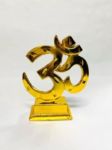 Om car Dash Board, OM Decoration Item, OM Gold Plated Item. OM Beautifully Handcrafted Statue for Home and Office Decoration Metal OM Best for Your Car Interior (LxBxH=4x3x8) cm|B0CTXDY5Z4
