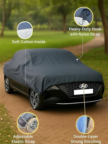 Waterproof, Half Car Body Cover All Weather Protection Half Car Cover Outdoor Half Cover Rain Sun Uv Protection with Inner Side Ultra Soft Cotton 4 Layers (Fits On All Sedan and XUV's)|B0FHPZS93C