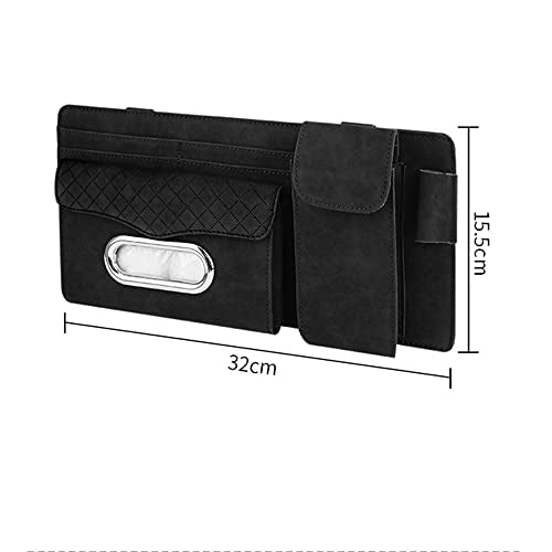 Automaze Suede Sun Visor Organizer Tissue Napkin Box Holder, With Sunglass Pocket, Card Slot, Pen Holder (Gray)|B0BTMFX6YV