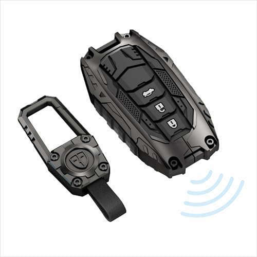 STYLEOBJECT Transformer Series Waterproof Luxury Soft Silicone 3-Button Car Key Cover with Keychain for Toyota Fortuner, Hycross Innova | Premium Metal Protection Shell|B0DPZ9XXX5