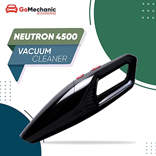 GoMechanic Car Vacuum Cleaner - Portable 2 in 1 Wet & Dry Cleaner for Car with High Suction Power 4500PA - Multipurpose 12V Power Corded with Nozzle Straw & HEPA Filter (Neutron 4500, Black)|B08PC1QKL4