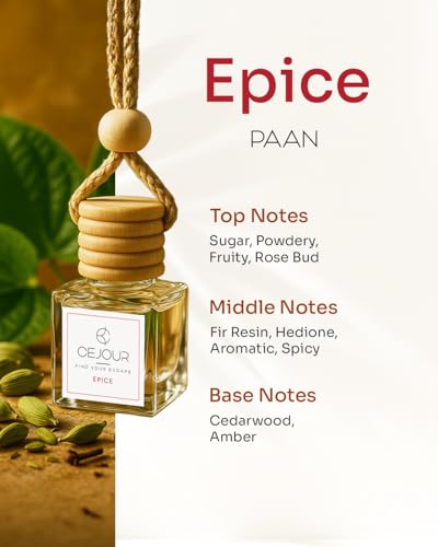 ÉPICE Paan Car Perfume Diffuser – 10 ml | Up to 60 Days Long-Lasting Fragrance | Luxury Car Scent | Premium Car accessories | Hanging car diffuser|B0FJLLDXRG