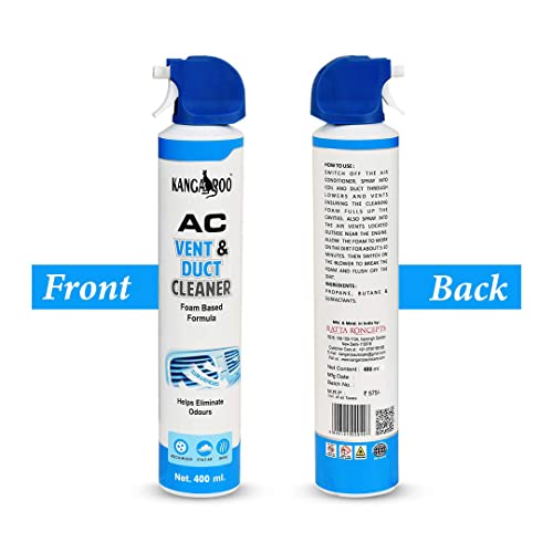 Kangaroo® Car AC Vent & Duct Cleaner Odour Neutralizer Spray Form with Long No-sal Pipe for Effective Cleaning 400 ml - Pack of 1|B08Z8C8ZSL
