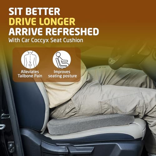 Amazon Basics Coccyx Seat Cushion for Car Seat & Driving Comfort | 46 x 45 x 12 cm Memory Foam Pillow | U-Shaped Breathable Cover for Car, Office, Home – Grey|B0DXKHQ8LS