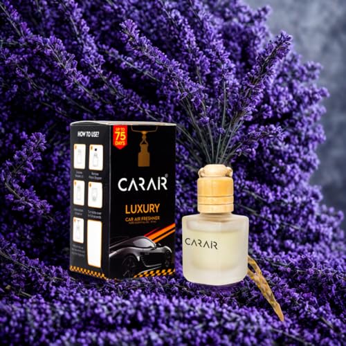 Car Air Freshener Lavender Car perfume | Hanging Car Perfume | Premium Car Fresheners | Aroma with Essential Oils | Hanging Perfume for Car in Glass Bottle with Wooden Diffuser Lid (10ml) (Lavender)|B0FP3X3Q97