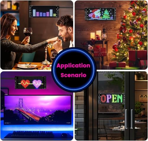 Car LED Sign DIY Programmable Scrolling LED Display 7"x3" USB 5V Matrix Panel, Bluetooth App Control, Custom Text & Animation Light Signs for Store Car Hotel Event Festival|B0FMFTDKPN