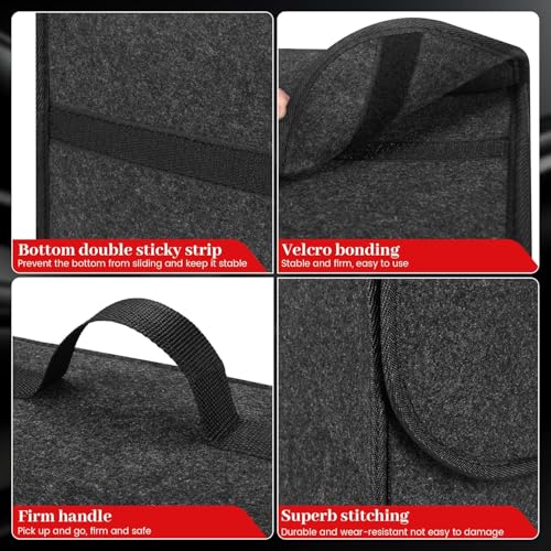 JVCV Felt COMBO PACK - Car Trunk Boot Organizer, Car Storage and Organizer Anti Slip Car Accessories Organizer for Car, Suv, Truck, Minivan Anti Slip Bottom (LARGE + SMALL), Automobiles, Grey|B0DL2Y9DWV