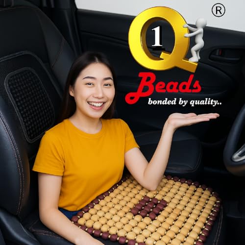 Q1 Beads SBeige Wooden Beads Acupressure Mat Car Accessories Beads Seat Cover for Driver/heating pad/gel pad cover cushion for CAR/Office chair/Home Chair/Sofa/Jhula/Swing/Truck/Bus/Tempo(Small,Beige)|B084DRPDNM