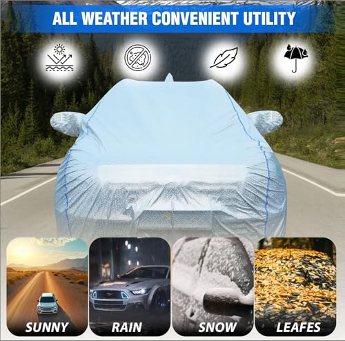 100% Waterproof Car Body Cover for Tata Punch (2021-2025) with Mirror Pocket, Heat & UV Resistant, Triple Stitched, Soft Lining, Bottom Elastic & Piping (Silver Reflective)|B0FLKLWB2D