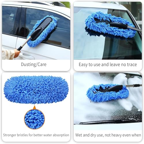 6 Pcs - Car Duster Microfiber Brush Long-1 with | 3in1 Car Vacuum 1Pcs | 1Pcs Car Dustbin | 1Pcs Microfiber Cloth | 1Pcs Interior Cleaning Brush | 1Pcs AC Vent Brush - Royal Blue Color (6)|B0FGQMY5LQ