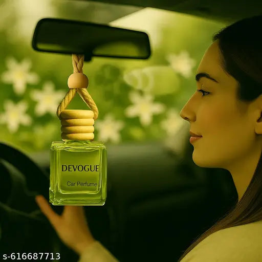 Devogue Hanging Pod Car Perfume – 10ml Jasmine Fragrance with Natural Essential Oils | Long-Lasting Car Freshener, Easy to Hang, Refreshing Scent