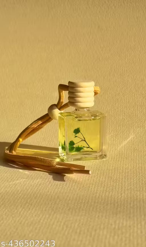 Breathe In - Hanging Car  Freshener 10ml | Lemon Grass | Long Lasting Upto 60 Days | Natural Essential Oil Fragrance in Glass Bottle with Wooden Diffuser Lid | Spill Proof | Car Perfume | Car Accessories Interior