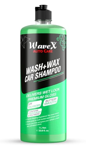 Wavex Car Shampoo Wash and Wax 1L pH Neutral Gives Wet Look Shine, Buttery Smooth Feel - Leaves No Water Spots|B01DHIW2GQ