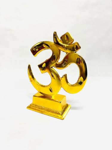 Om car Dash Board, OM Decoration Item, OM Gold Plated Item. OM Beautifully Handcrafted Statue for Home and Office Decoration Metal OM Best for Your Car Interior (LxBxH=4x3x8) cm|B0CTXDY5Z4