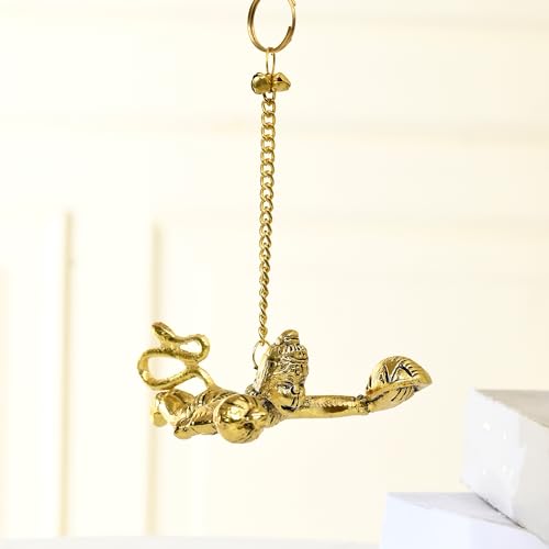 CraftVatika Metal Flying Hanuman for Car Door Window Hanging, Metal Hanuman Ji Idol for Car Dashboard Hanging (5 Inches Height, Golden)|B0C6R1RS96
