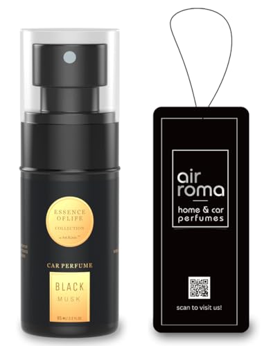 AIR-ROMA Black Musk Premium Car Perfume|Fine Fragrance Car Air Freshener|Anti Odour Technology|Car Accessory Interior Fabric Spray | 400+ Long Lasting Air Freshener Scent (60 Ml)|B0CQP3CWDW