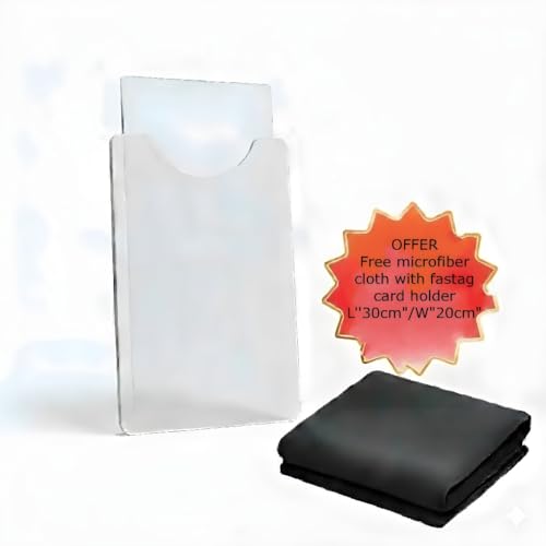 AutokraftZ Car Windshield Card Holder with Microfiber – Transparent Cover for Toll Parking |Access Cards – Strong Adhesive Sticker Mount Easy Insert | Remove Durable Anti-Slip Design for All Vehicles|B09JMBSLC5