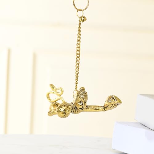 CraftVatika Metal Flying Hanuman for Car Door Window Hanging, Metal Hanuman Ji Idol for Car Dashboard Hanging (5 Inches Height, Golden)|B0C6R1RS96