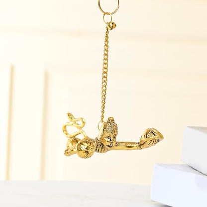 CraftVatika Metal Flying Hanuman for Car Door Window Hanging, Metal Hanuman Ji Idol for Car Dashboard Hanging (5 Inches Height, Golden)|B0C6R1RS96