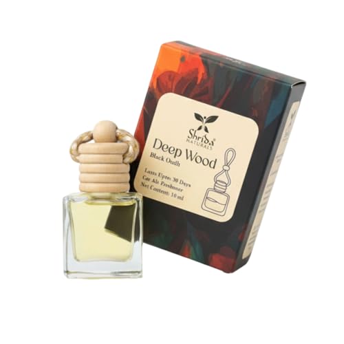 Black Oudh Hanging Car Air Freshener, 10ml Long-Lasting Deep Wood Scent, Essential Oil Diffuser with Wooden Cap, Natural Odor Eliminator, Car Interior Accessory, Car Perfume, Woody|B0FFN9FN96