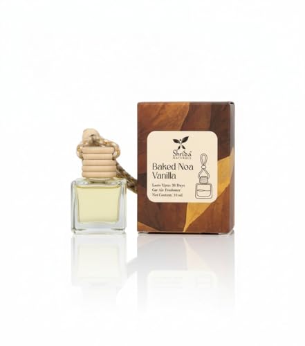 Baked Noa Vanilla Hanging Car Air Freshener, 10ml Long-Lasting Natural Vanilla Car Perfume, Essential Oil-Based Scent, Wooden Diffuser Lid, Natural Odor Eliminator, Car Accessory|B0FFN83LXC