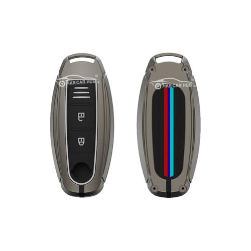 Metal Silicone Key Cover with Key Chain Compatible with Nissan Micra | Magnite | Sunny | Teana 3 Button Smart Key Cover Pack of 1 Set (Glow in thye Night)|B0FR1VMX16