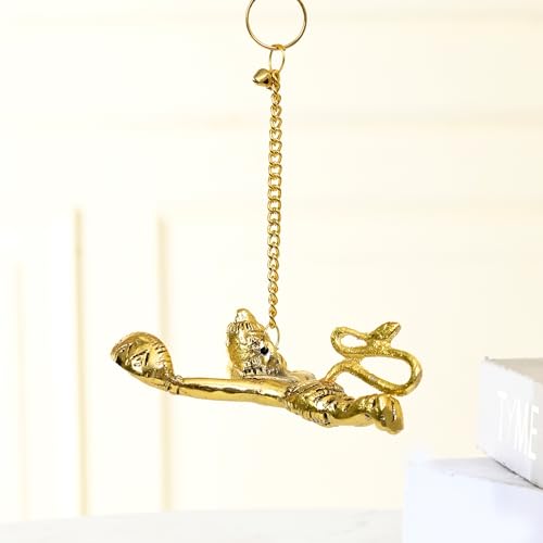 CraftVatika Metal Flying Hanuman for Car Door Window Hanging, Metal Hanuman Ji Idol for Car Dashboard Hanging (5 Inches Height, Golden)|B0C6R1RS96