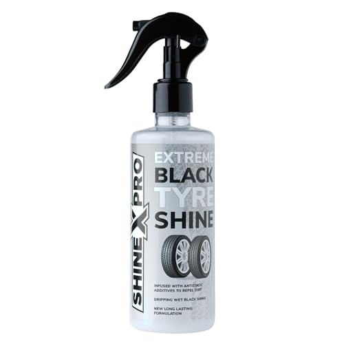 ShineXPro Bike & Car Tyre Polish - 300ML Extreme Black Tyre Shine - Long Lasting & Dirt Repellant Formulation - Ultra Wet Black Shine, Non-Greasy Tyre Polish For Car (300ML)|B0BB9QT5YH