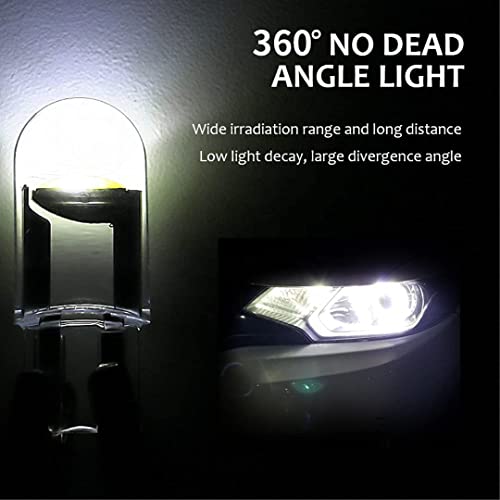 Sulfar T10-COB Universal Glass Enclosed T10 W5W LED Parking Light Super Bright White 6000K Light Interior Pilot License Plate Dome Indicator Lamp Bulb for Car Bike and Motorcycle (2W, White, 2 PCS)|B099RWVWN5