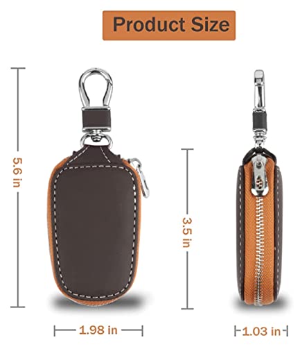 Contacts PU Leather Car Remote Key Case | Smart Protection Key Holder for Car Key | Key Chain Bag | Auto Remote Keyring Wallet (Brown)……|B09J1FQFQY