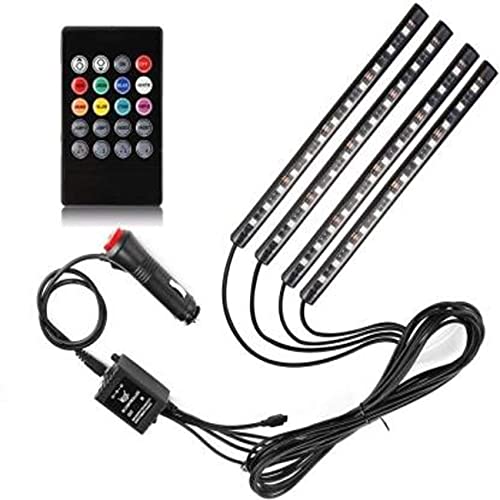 Gomechanic Atmosphere Lights with 12x4 LED Strip Light 48 LEDs, DC 12V Multicolour Interior Ambient Lighting Kit Featuring Sound Active Function, Wireless Remote Control Works for All car|B09CGLP96C