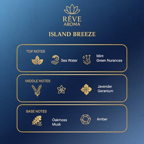 Island Breeze Hanging Car Perfume (10ml) | Cool Water Car Air Freshener Hints | Long-Lasting Fresh Fragrance up to 60 Days | Wooden Diffuser (Pack of 1)|B0FT97WYLC