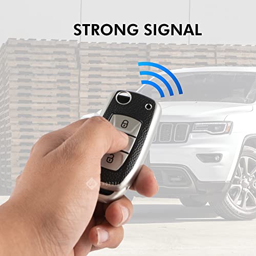 SHOPOFLUX TPU Leather Key Cover Compatible with Tata Tiago | Nexon | Altroz | Curvv | Safari | Storme | Zest | Bolt | Tigor | Punch | Hexa 3 Button Flip Key (Black Silver)|B0C53R9ZK9