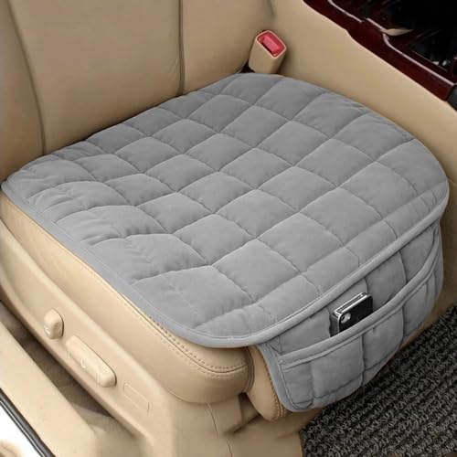HSR Comfortable Ultra-Soft Memory Foam Car Seat Cover with Non-Slip Grip and Storage Pouch – Universal Fit, Car Seat Cover (Gray Front 1PC)|B0D1QB3MGS