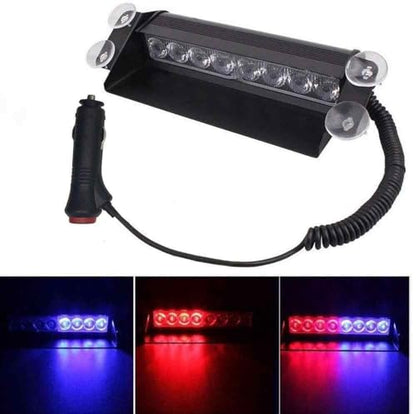 Automaze Red/Blue 8-LED Car Dashboard Strobe Flasher Police Light 3 Modes For All Cars|B07RPFP456