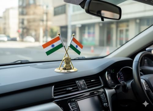 Almoda Creations Car Dashboard, Flag for Office Table, Flag for Study Table (Tricolor-2)|B0F7HCSH8W