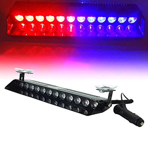 Automaze 12 LED Red Blue Flasher Strobe Light with 14 Flashing Modes for Car Police Emergency Light|B08NF4QXH5