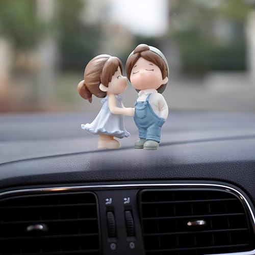 DETACHI Car Dashboard Couple Showpiece Figurine Toys Gift with 4 Resin Adhesive Stickers for Car Lovers, Adorable Accessories for Interior Car Decoration - 5.6 CM|B0DK3VD25G