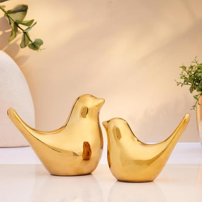 Golden Blessing Birds Pack of 2 Showpiece for Office Desk, Living Room, Decoration Gift Items, Cabinet, Decorative Showpiece for Home Decor and Car Dashboard|B0F2TNYXSS