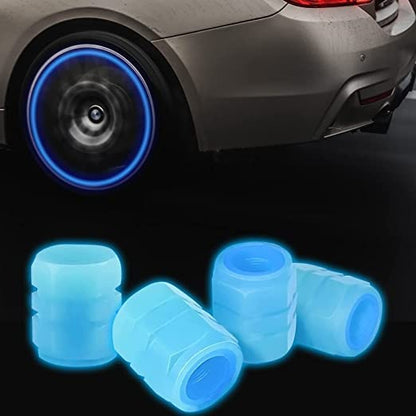 AARKRI SALES All-New Bike/Car Tyre Air Valve Caps – Universal Fluorescent Tire Valve Caps for Cars & Bikes with Neon Glow - Brighten Up Your Ride Instantly, (Pack of- 8, Blue)|B0BTTMRS9J