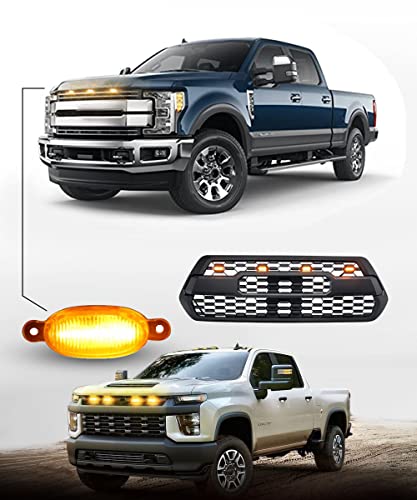 FABTEC Universal 4 X 4 Daytime Running Light Led Car Grill Raptor Style Emergency Warning Off-Roading Light for All Car/Truck/SUV (Yellow) (Set of 4 Pcs)|B0BS3NPKCC