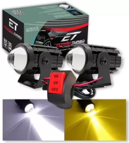ELTRON TURBO Original DC Power 18W Mini Gun Driving Fog Light Universal For All Models of Motorcycle, Bikes, Scooters, Projector (Pack of 2, Yellow & White 1 Month Warranty)|B0BWBTJ9TM