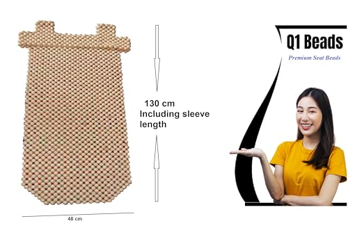 Q1 Beads XXLBeige Wooden Car Beaded Seat Cover Cushion Suitable for All The Cars & SUVs, Office Chair, Home Chair (Universal Fit, 1 Pack)|B07ZGH1YQH