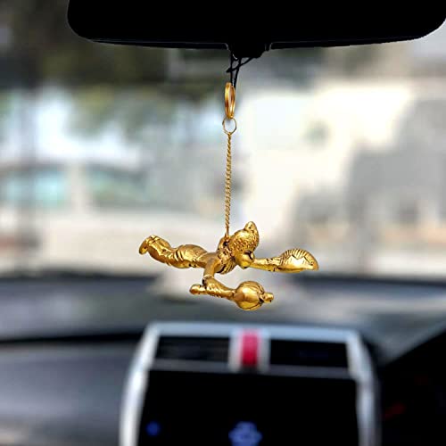 CraftVatika Metal Flying Hanuman for Car Door Window Hanging, Metal Hanuman Ji Idol for Car Dashboard Hanging (5 Inches Height, Golden)|B0C6R1RS96
