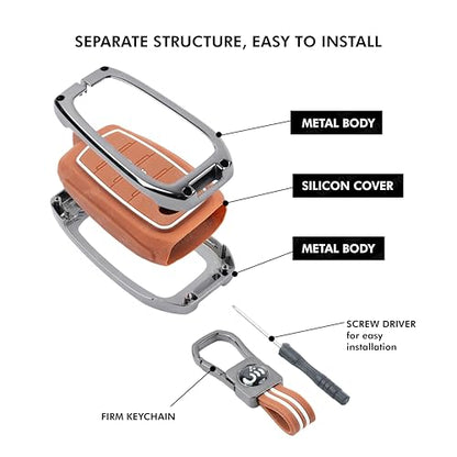 SHOPOFLUX Key Cover Compatible with Tata Nexon | Harrier | Safari | Altroz | Tigor | EV | Punch | Tiago EV Electric 4 Button Smart Key|B0FBMCJSWS