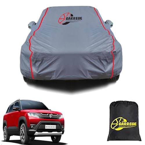 Waterproof Car Cover for Maruti Vitara Brezza with Free Storage Bag Leather Coated Exterior Inner Heavy Fabric Blue Piping Desing Lifetime Lasting with Full Bottom Elastic|B0CCSH1HLM