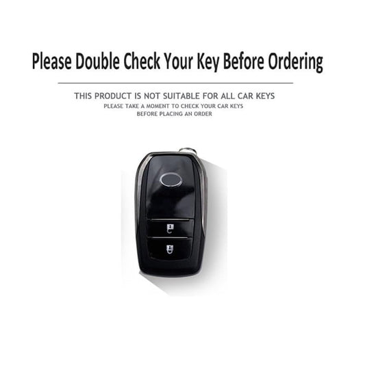 BKN Premium Metal Soft Car Key Cover Shell with Keychain & Full Protection Compatible with Toyota Innova Crysta| Hycross Land Cruiser| Hilux| Toyota Hycross Innova (2 Button Smart Key)|B0DK6367TY