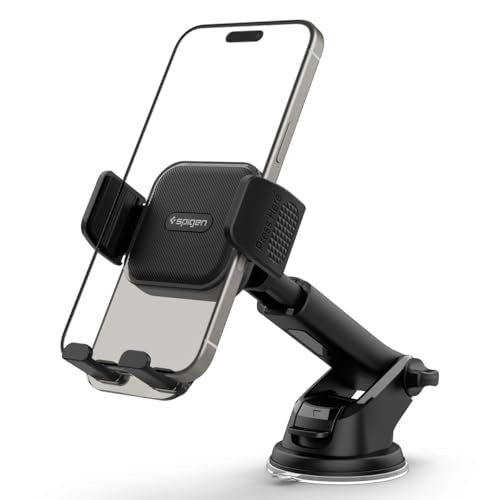 Spigen Dashboard & Windshield Car Mobile Holder [Strong Suction Cup][360° Rotational][Stable Hold] Compatible with Most Smartphone Devices - Black|B0DK7N6LJH